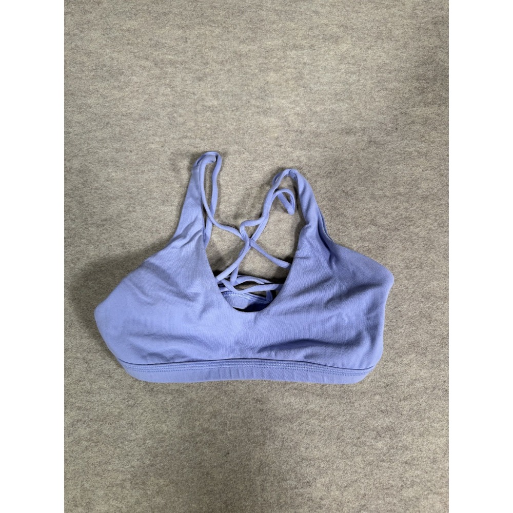Lululemon Free To Be Bra Womens 6 Blue Sweat Wicking Criss Cross Strap Back Yoga